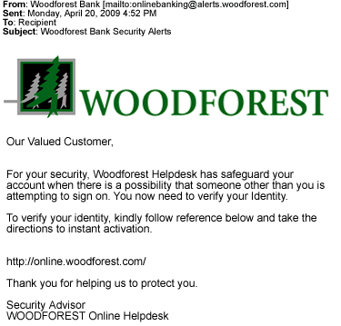 email woodforest phishing security example center